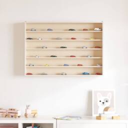 Berkfield Home Wall Display Cabinet with 6 Shelves 80x8.5x55 cm in Light Beige - thumbnail 3