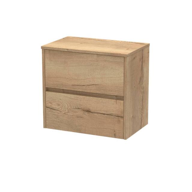 Balterley Chartley 2 Drawer Wall Hung Vanity Unit, Autumn Oak, 600mm in Brown - image 1