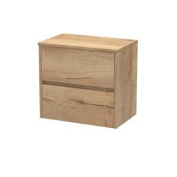 Balterley Chartley 2 Drawer Wall Hung Vanity Unit, Autumn Oak, 600mm in Brown - thumbnail 1