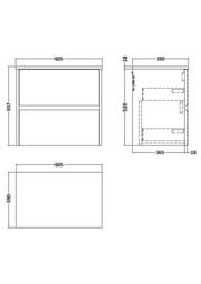 Balterley Chartley 2 Drawer Wall Hung Vanity Unit, Autumn Oak, 600mm in Brown - thumbnail 2