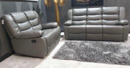 Furniture 786 Roma Leather Recliner 3 & 2 Seater Sofa Set in Grey - thumbnail 1