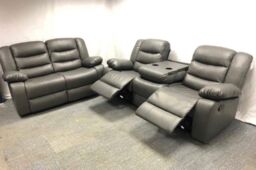 Furniture 786 Roma Leather Recliner 3 & 2 Seater Sofa Set in Grey - thumbnail 2