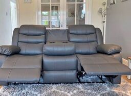 Furniture 786 Roma Leather Recliner 3 & 2 Seater Sofa Set in Grey - thumbnail 3