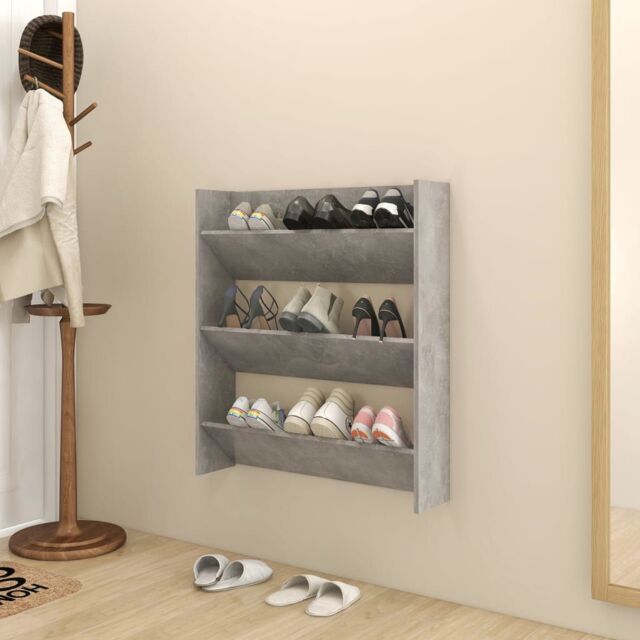 Berkfield Home Wall Shoe Cabinet Concrete Grey 80x18x90 cm Engineered Wood - Size: 80 x 18 x 90 cm - image 1