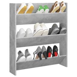 Berkfield Home Wall Shoe Cabinet Concrete Grey 80x18x90 cm Engineered Wood - Size: 80 x 18 x 90 cm - thumbnail 3