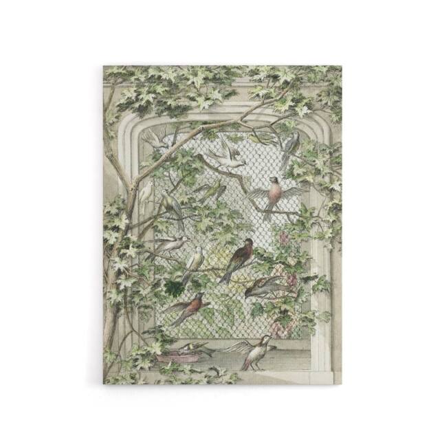 "Artery8 Aviary with Fourteen Birds Schouman Canvas Wall Art Print in Green - Size: W12"" x H16""" - image 1