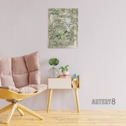 "Artery8 Aviary with Fourteen Birds Schouman Canvas Wall Art Print in Green - Size: W12"" x H16""" - thumbnail 3