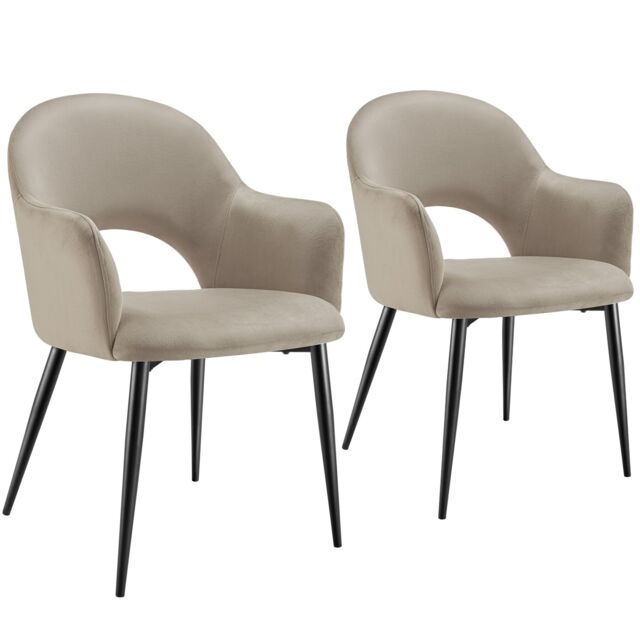 tectake Dining Chair Sasha Set Of 2 - Taupe - Size: 2 Pack - image 1