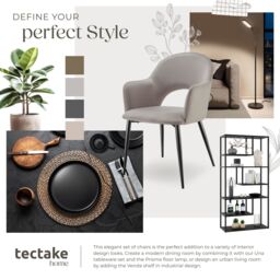 tectake Dining Chair Sasha Set Of 2 - Taupe - Size: 2 Pack - thumbnail 8