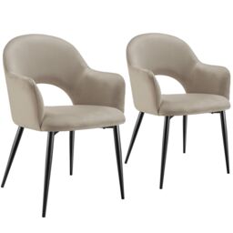 tectake Dining Chair Sasha Set Of 2 - Taupe - Size: 2 Pack - thumbnail 1