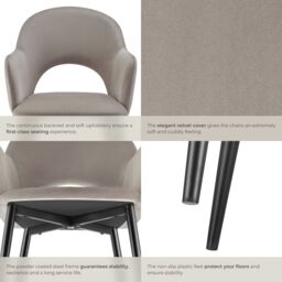 tectake Dining Chair Sasha Set Of 2 - Taupe - Size: 2 Pack - thumbnail 5
