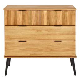 Wyld and Coco Everpine 4-Drawer Chest of Drawers - Light Pine W100 x D45 x H91cm in Brown - thumbnail 4