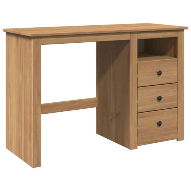 Berkfield Home Desk Panama 112x45x75 cm Solid Wood Pine in Brown - Size: 112 x 45 x 75 cm - image 1