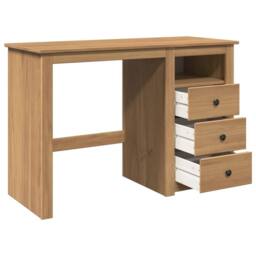 Berkfield Home Desk Panama 112x45x75 cm Solid Wood Pine in Brown - Size: 112 x 45 x 75 cm - thumbnail 5