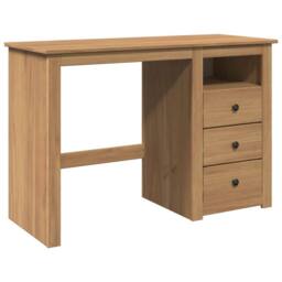 Berkfield Home Desk Panama 112x45x75 cm Solid Wood Pine in Brown - Size: 112 x 45 x 75 cm