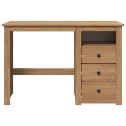 Berkfield Home Desk Panama 112x45x75 cm Solid Wood Pine in Brown - Size: 112 x 45 x 75 cm - thumbnail 4