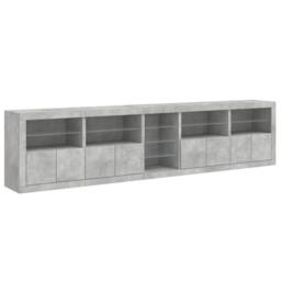Berkfield Home Sideboard with LED Lights Concrete Grey 283x37x67 cm - Size: 283 x 37 x 67 cm - thumbnail 6