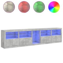 Berkfield Home Sideboard with LED Lights Concrete Grey 283x37x67 cm - Size: 283 x 37 x 67 cm - thumbnail 5