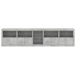Berkfield Home Sideboard with LED Lights Concrete Grey 283x37x67 cm - Size: 283 x 37 x 67 cm - thumbnail 7