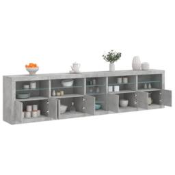 Berkfield Home Sideboard with LED Lights Concrete Grey 283x37x67 cm - Size: 283 x 37 x 67 cm - thumbnail 2