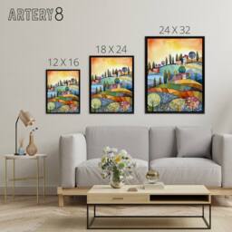 "Artery8 Italian Countryside Landscape Framed Canvas Wall Art Print - Size: W12"" x H16""" - thumbnail 4
