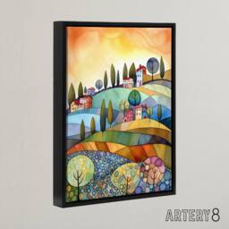 "Artery8 Italian Countryside Landscape Framed Canvas Wall Art Print - Size: W12"" x H16""" - thumbnail 2