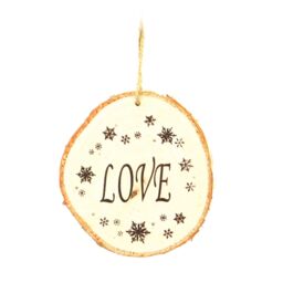 Shatchi 10cm Wooden Ornament Wording Love Christmas Tree Hanging Decorations Xmas Home Décor Gifts, Brown 15413-WOODEN-ORNAMENT-1PCS