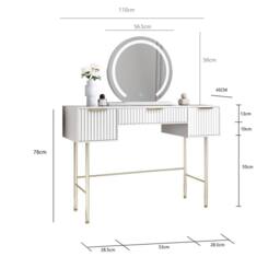 CARME HOME Lara White Dressing Table with Elsie LED Mirror (White Base) - thumbnail 7
