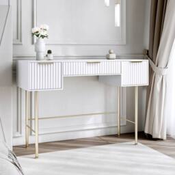 CARME HOME Lara White Dressing Table with Elsie LED Mirror (White Base) - thumbnail 2