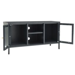 Berkfield Home TV Cabinet Anthracite 105x35x52 cm Steel & Glass in Black - Size: 105 x 35 x 52 cm - thumbnail 6