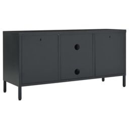 Berkfield Home TV Cabinet Anthracite 105x35x52 cm Steel & Glass in Black - Size: 105 x 35 x 52 cm - thumbnail 5