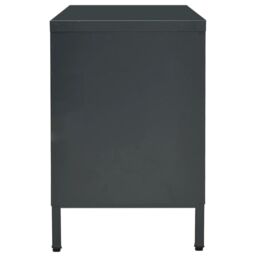 Berkfield Home TV Cabinet Anthracite 105x35x52 cm Steel & Glass in Black - Size: 105 x 35 x 52 cm - thumbnail 4