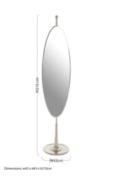 Orsina Stylish Design Oval Mirror, Mid Century Hallway Mirror, Elegant in Silver - thumbnail 4