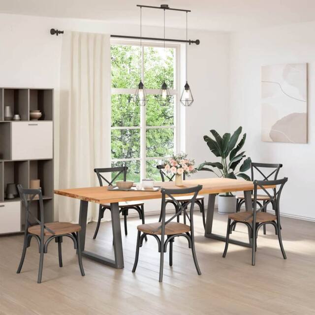 Berkfield Home Dining Table Legs V-Shape 2 pcs Anthracite 70x(72-73.3) cm Steel in Charcoal - image 1