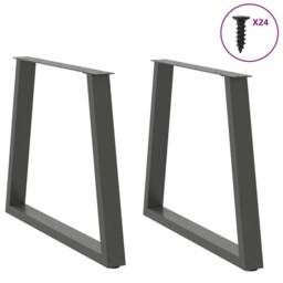 Berkfield Home Dining Table Legs V-Shape 2 pcs Anthracite 70x(72-73.3) cm Steel in Charcoal - thumbnail 3