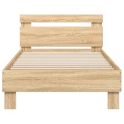 Berkfield Home Bed Frame without Mattress with Headboard Sonoma Oak 90x190 cm Single in Brown - thumbnail 5