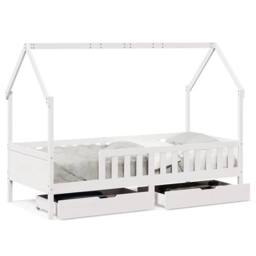 Berkfield Home Kids Bed Frame with Drawers without Mattress 80x200 cm Solid Wood in White - thumbnail 1