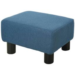 Wyld Haus Fatopa Blue Linen Footstool Compact Rectangular Stool 4 Plastic Feet - thumbnail 2