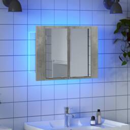 Berkfield Home LED Bathroom Mirror Cabinet Concrete Grey 60x12x45 cm - Size: 60 x 12 x 45 cm - thumbnail 3