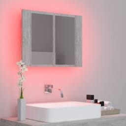 Berkfield Home LED Bathroom Mirror Cabinet Concrete Grey 60x12x45 cm - Size: 60 x 12 x 45 cm - thumbnail 4
