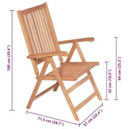 Berkfield Home Reclining Garden Chairs 2 pcs Solid Teak Wood in Brown - thumbnail 9
