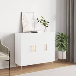 Berkfield Home Sideboard White 90x34x80 cm Engineered Wood - Size: 90 x 34 x 80 cm - thumbnail 2