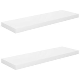 Berkfield Home Floating Wall Shelves 2 pcs High Gloss White 80x23.5x3.8 cm MDF - thumbnail 2