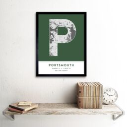 "Wee Blue Coo Wall Art Print Portsmouth England United Kingdom City Map Modern Typography Stylish Letter Framed Word in Green - Size: W12"" x H16""" - thumbnail 2
