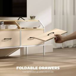 Wyld Haus Avamira 98cm Natural Wood Effect TV Stand Foldable Drawers - thumbnail 6