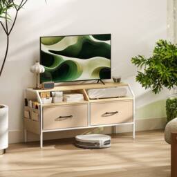 Wyld Haus Avamira 98cm Natural Wood Effect TV Stand Foldable Drawers - thumbnail 3