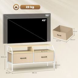 Wyld Haus Avamira 98cm Natural Wood Effect TV Stand Foldable Drawers - thumbnail 4