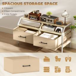Wyld Haus Avamira 98cm Natural Wood Effect TV Stand Foldable Drawers - thumbnail 5