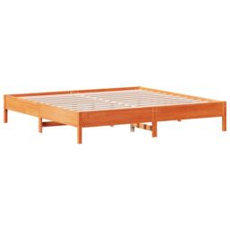 Berkfield Home Bed Frame without Mattress Wax Brown 180x200 cm Super King Solid Wood Pine - thumbnail 2