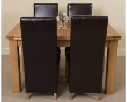 Thats Furniture Richmond 140-220cm Oak Extending Dining Table & 4 Lola Leather Chairs in Brown - thumbnail 2